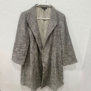 Eileen Fisher Coat Womens Medium Grey Knit Long Length Cotton Capsule Minimalist